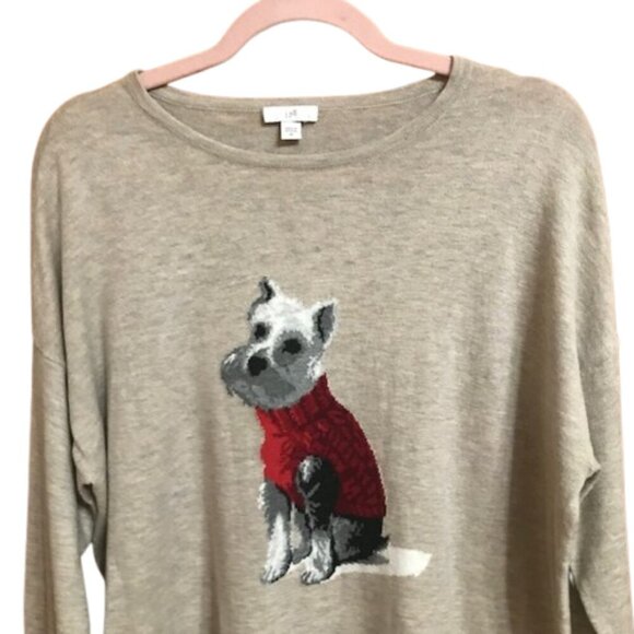 J. Jill Women's Crew Neck Weston the Dog Beige Sweater Pullover Size Medium - Picture 4 of 11